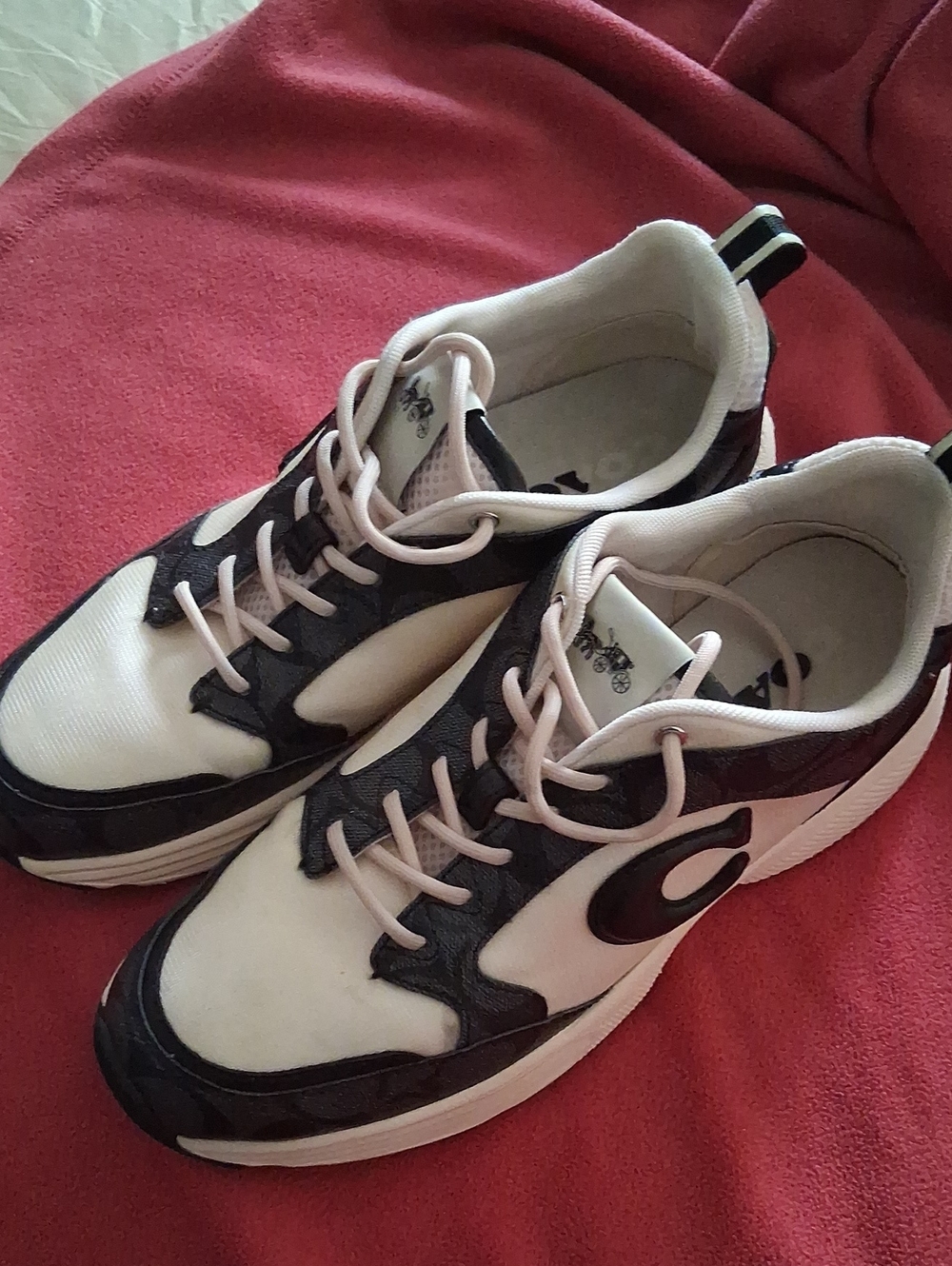 Coach White and Black Logo Women's 10 Or Men's 8.5 Athletic Sneakers C1071